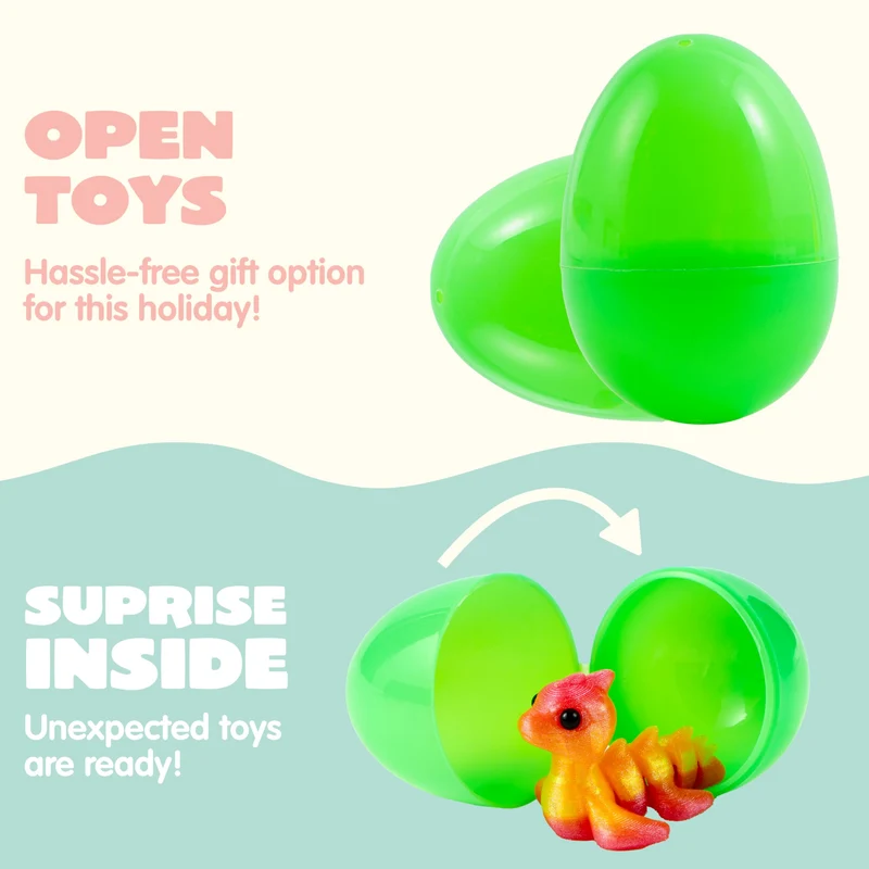 12 Pcs Prefilled Easter Eggs 3D Articulated Fantasy Animals Toys, Party Favors for Kids