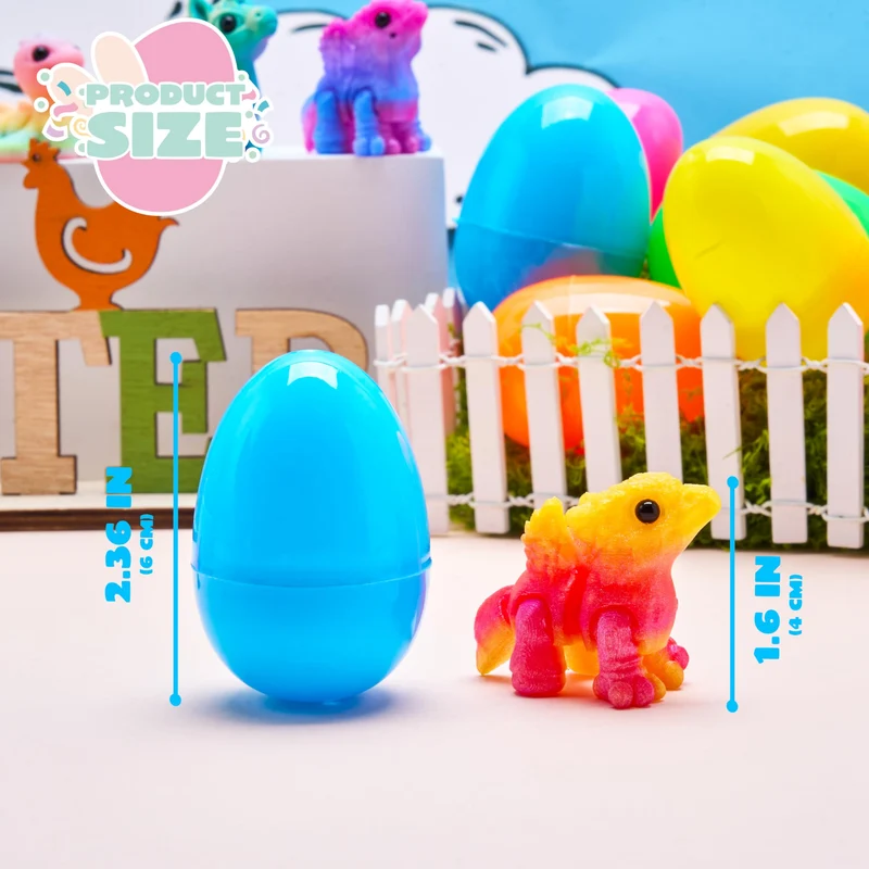 12 Pcs Prefilled Easter Eggs 3D Articulated Fantasy Animals Toys, Party Favors for Kids