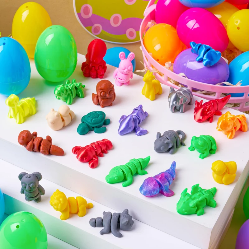 24 Pcs Prefilled Easter Eggs 3D Printed Articulated Toys, Party Favors for Kids