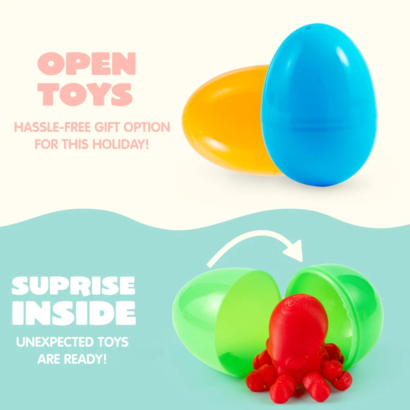 24 Pcs Prefilled Easter Eggs 3D Printed Articulated Toys, Party Favors for Kids