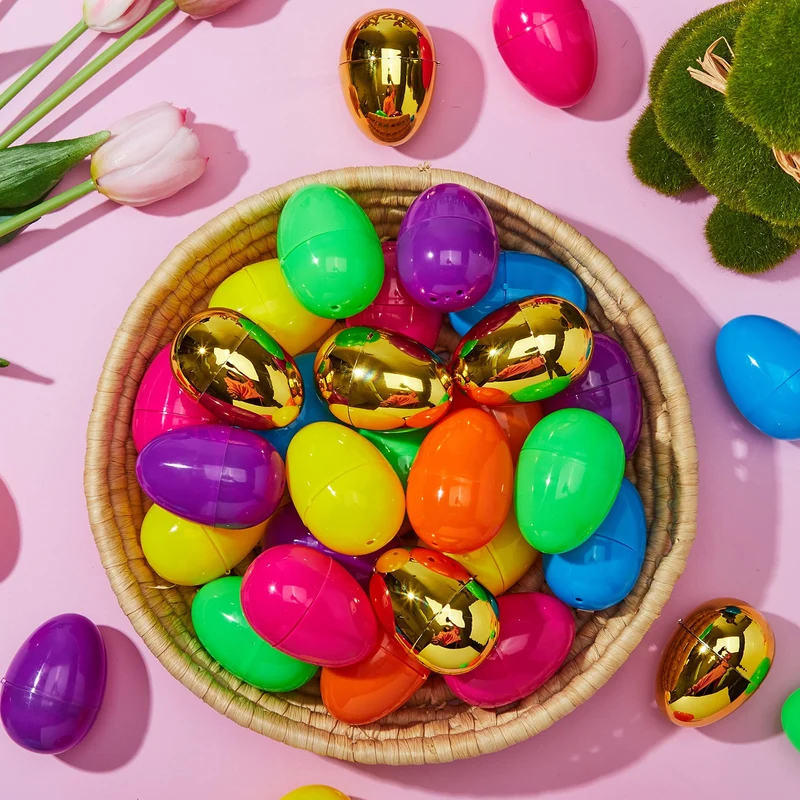 50PCS Plastic Easter Eggs Bulk Fillable for Easter Hunt