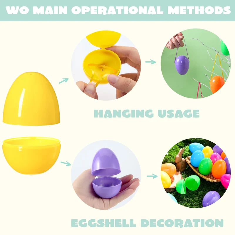 36 PCS 3.15" Easter Eggs with Hanging Ribbon for Easter Hunt