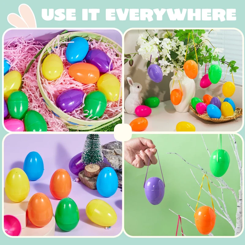 36 PCS 3.15" Easter Eggs with Hanging Ribbon for Easter Hunt