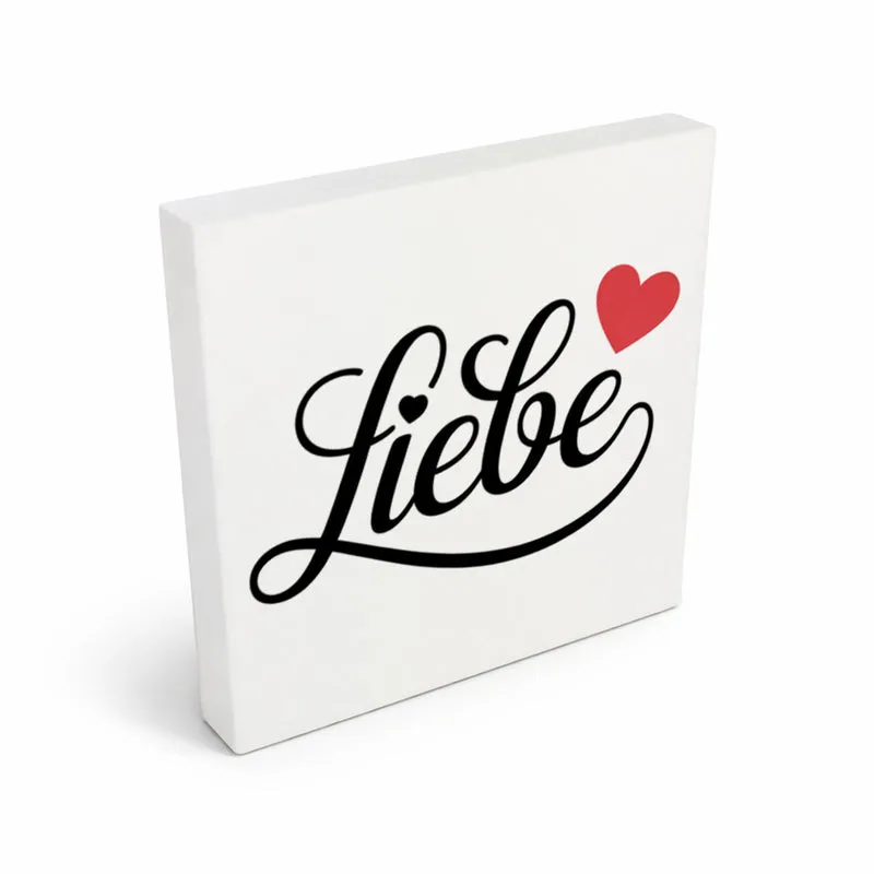 Lebensfreude Liebe Holzbild in 10x10 cm zum Stellen oder Aufhängen