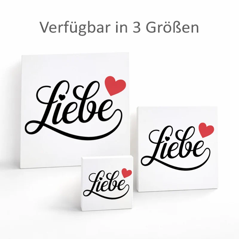 Lebensfreude Liebe Holzbild in 10x10 cm zum Stellen oder Aufhängen