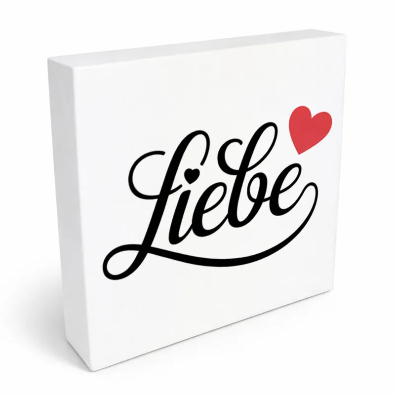 Lebensfreude Liebe Holzbild in 10x10 cm zum Stellen oder Aufhängen