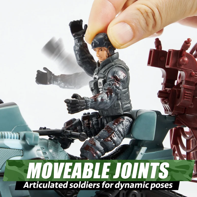SYNCFUN Military Toy Set with Army Base, Vehicles & Action Figures