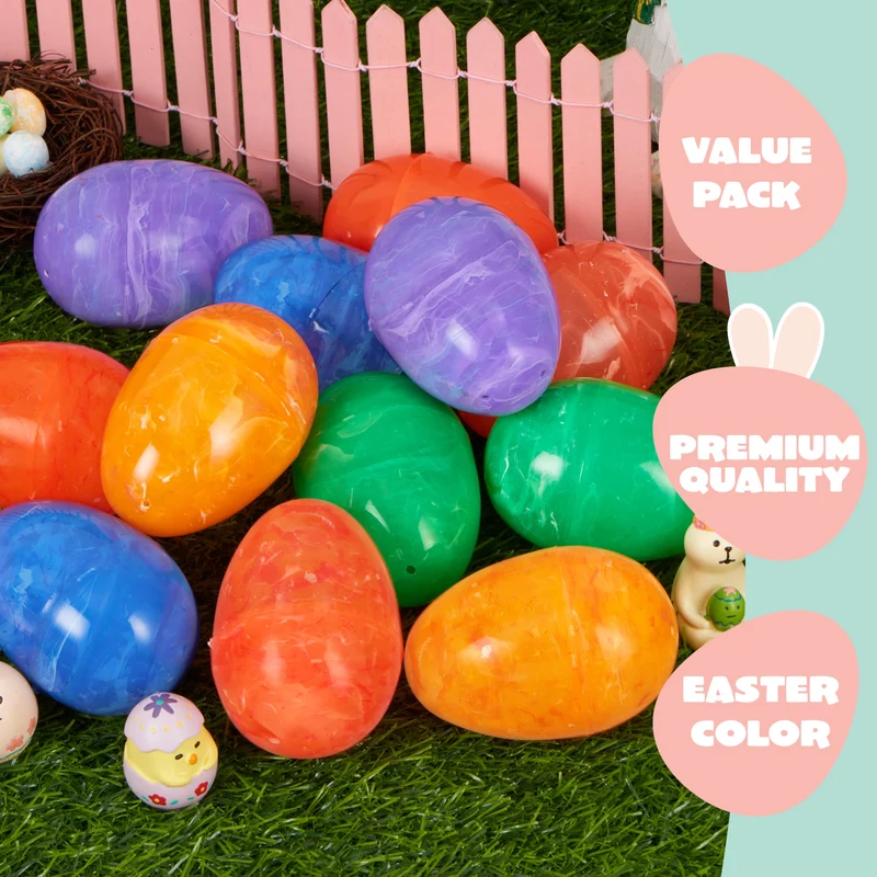 JOYIN 30 Pcs 3.15 Inch Iridescent Plastic Easter Eggs