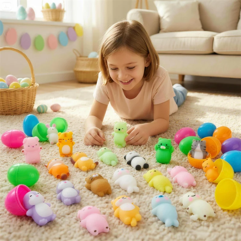 24Pcs Prefilled Easter Eggs with Mochi Squishy Toys for Egg Hunt, Party Favors & Basket Stuffers