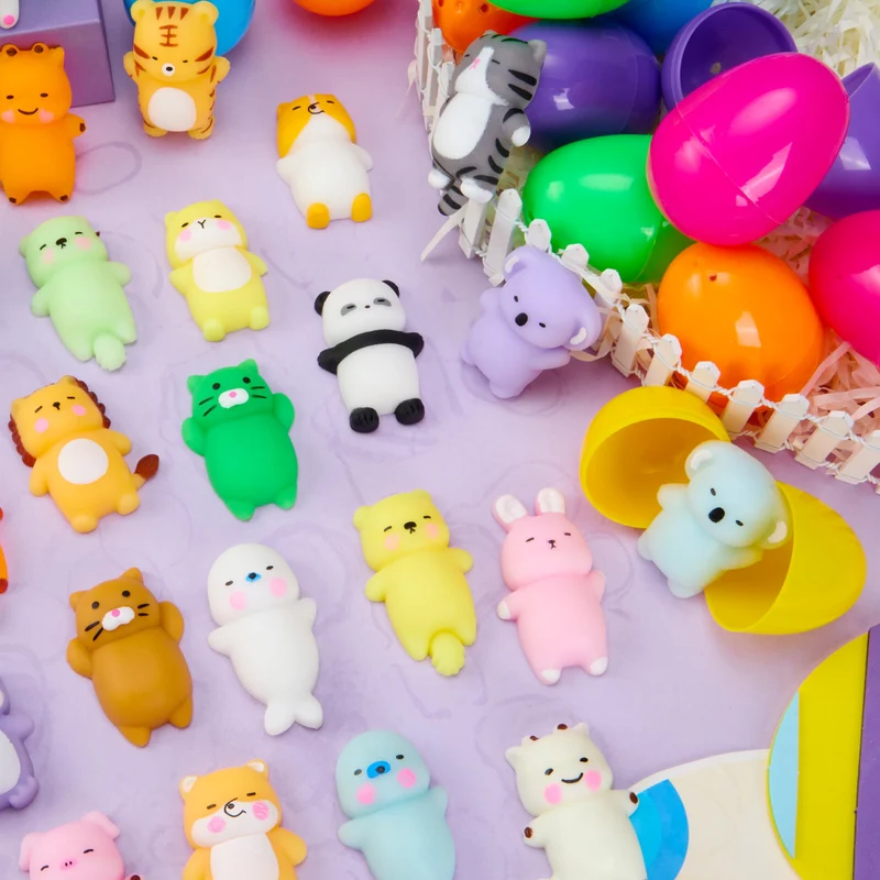 24Pcs Prefilled Easter Eggs with Mochi Squishy Toys for Egg Hunt, Party Favors & Basket Stuffers
