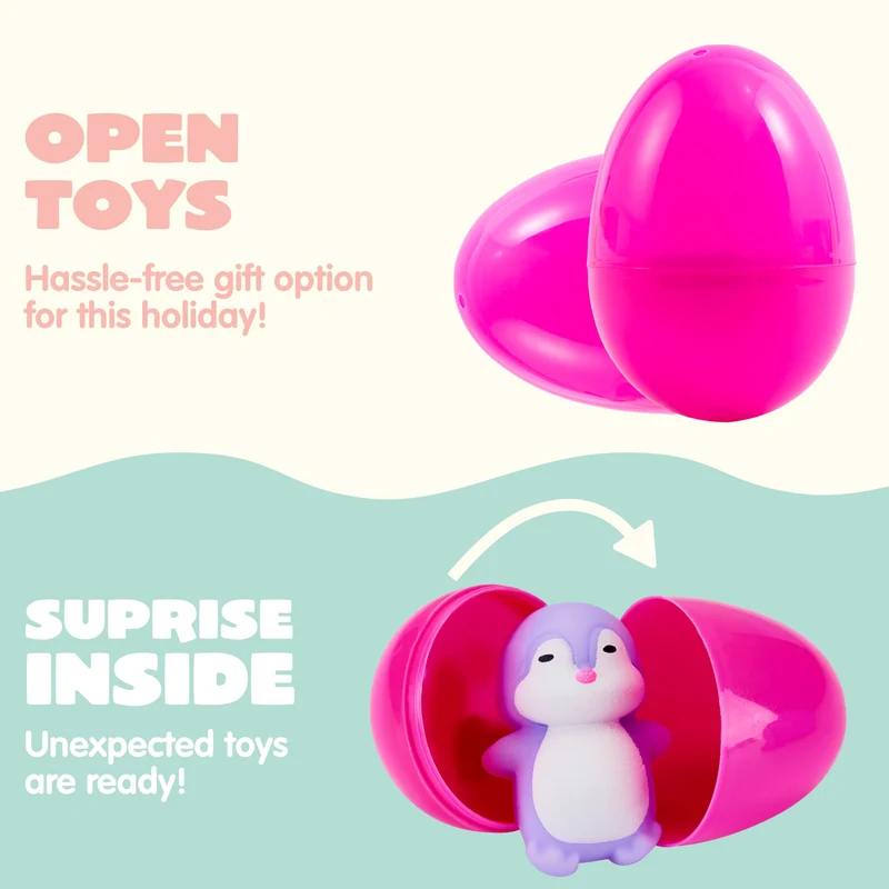 24Pcs Prefilled Easter Eggs with Mochi Squishy Toys for Egg Hunt, Party Favors & Basket Stuffers