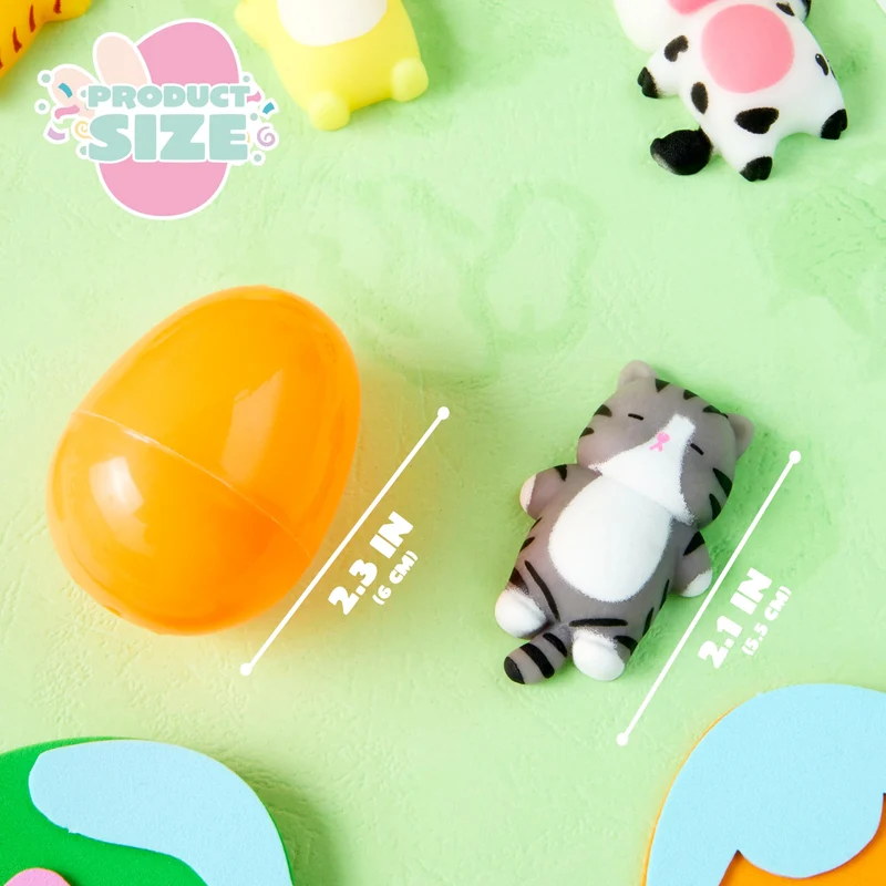 24Pcs Prefilled Easter Eggs with Mochi Squishy Toys for Egg Hunt, Party Favors & Basket Stuffers