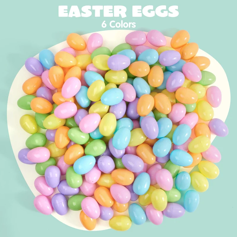 100Pcs Pastel Plastic Easter Eggs Fillable for Easter Hunt & Party Favors