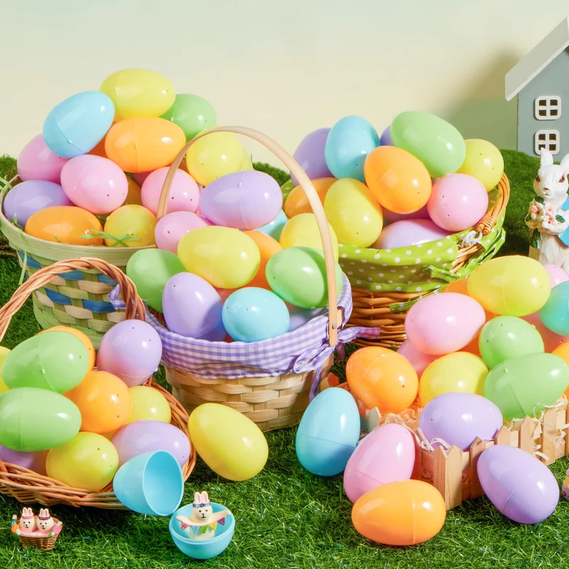 100Pcs Pastel Plastic Easter Eggs Fillable for Easter Hunt & Party Favors