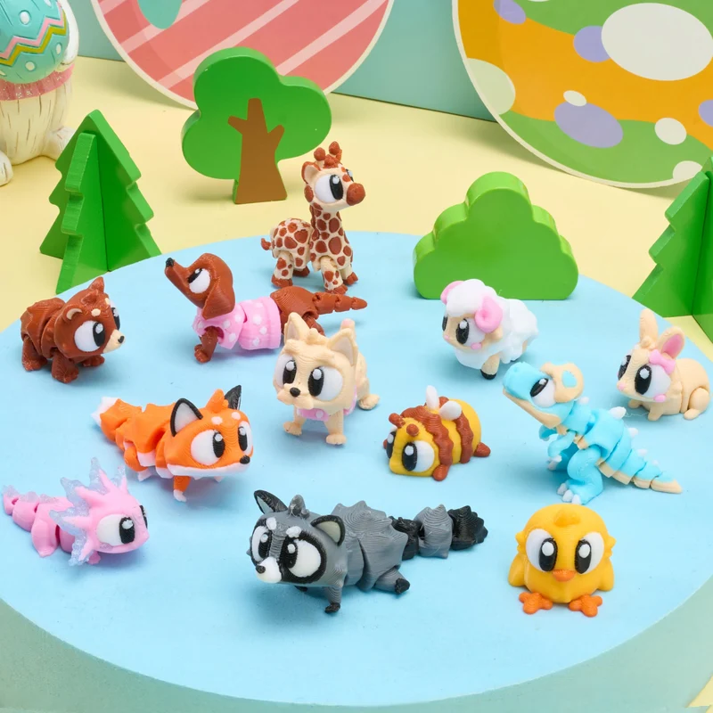 12Pcs Eggs Prefilled with 3D Printed Big Eye Animal Toys For Kids Party Favors