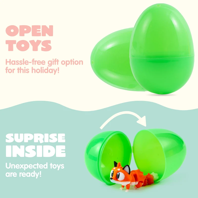 12Pcs Eggs Prefilled with 3D Printed Big Eye Animal Toys For Kids Party Favors