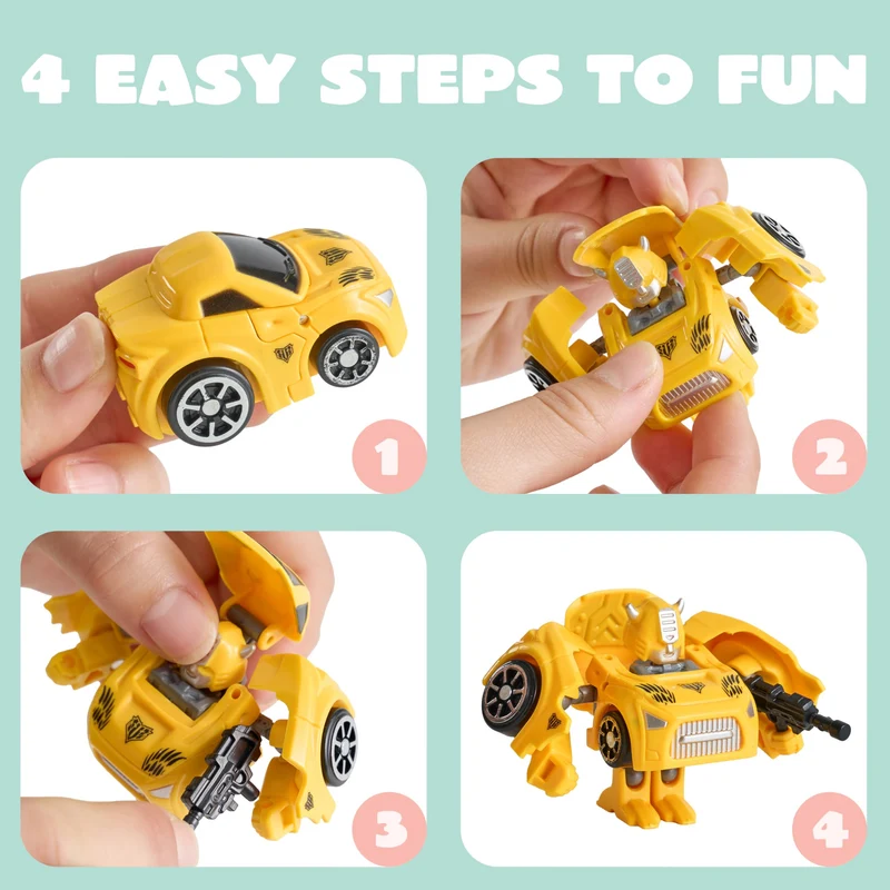 12Pcs Easter Eggs Prefilled with Car Robot Toys For Kids Easter Party Favors