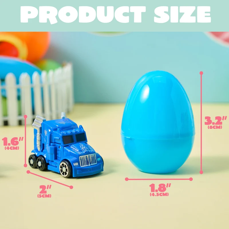 12Pcs Easter Eggs Prefilled with Car Robot Toys For Kids Easter Party Favors