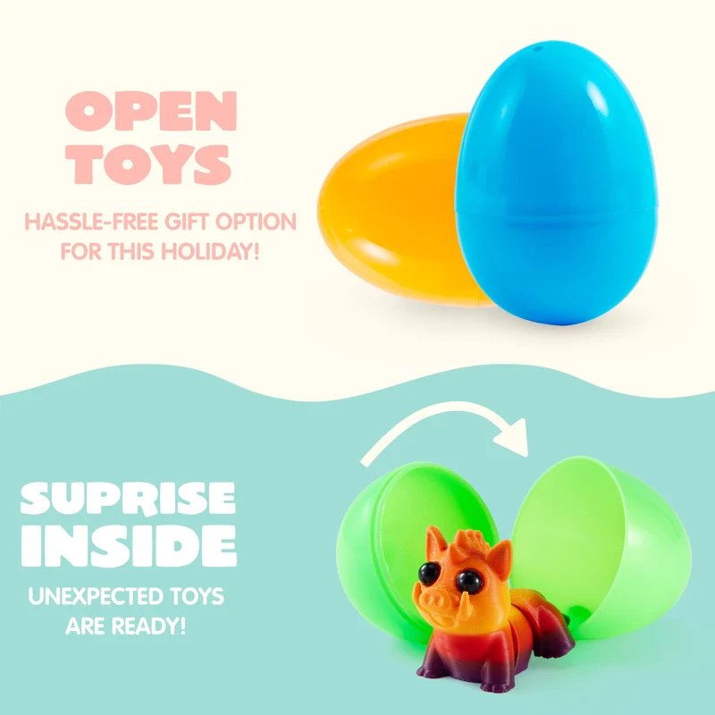 12 Pcs Prefilled Easter Eggs with 3D Articulated Wild Animals for Party Favors & Classroom Prizes