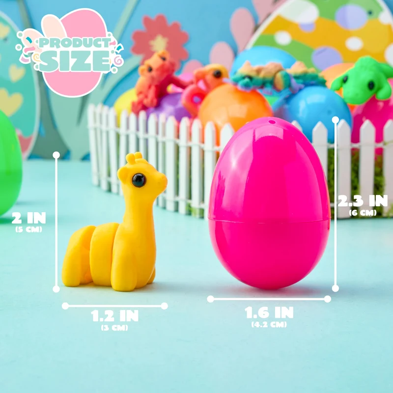 12 Pcs Prefilled Easter Eggs with 3D Articulated Wild Animals for Party Favors & Classroom Prizes