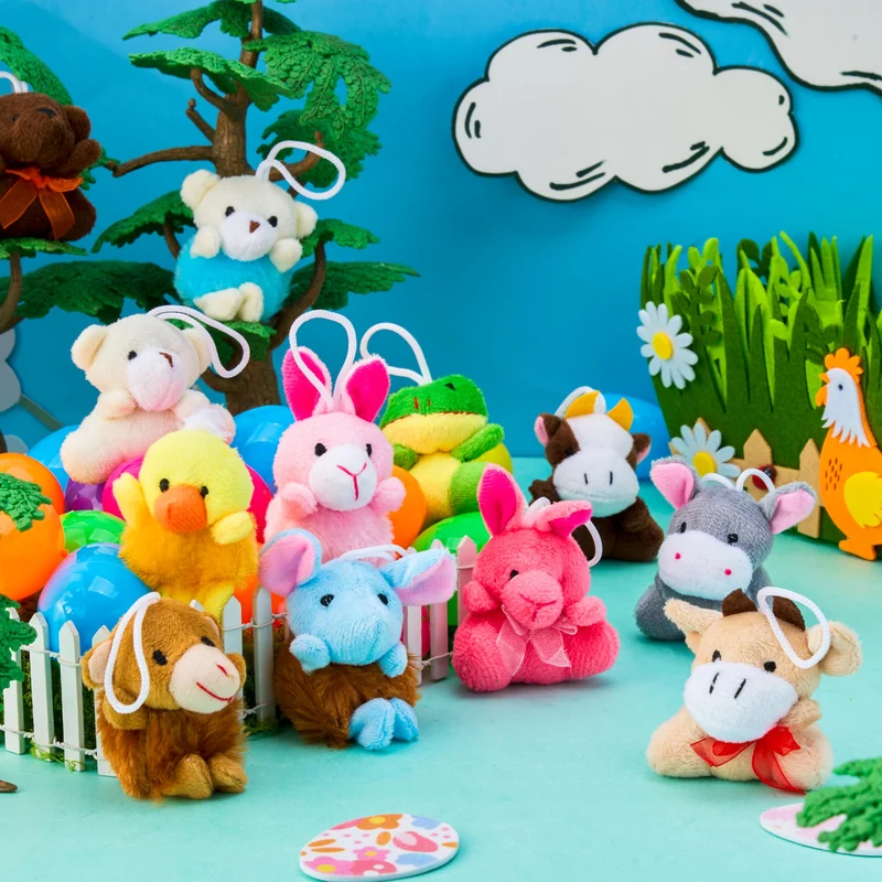 12 Pcs Prefilled Easter Eggs with Plush Toys for Egg Hunt, Party Favors & Classroom Prizes