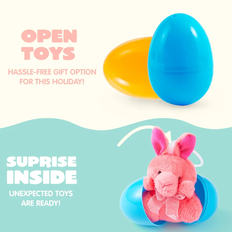 12 Pcs Prefilled Easter Eggs with Plush Toys for Egg Hunt, Party Favors & Classroom Prizes