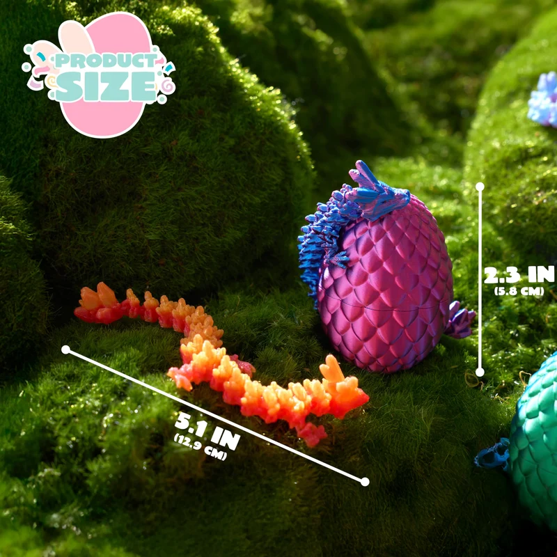 12 Pcs 3D Printed Articulated Dragon Eggs for Easter Party Favors, Egg Hunt & Classroom Prizes