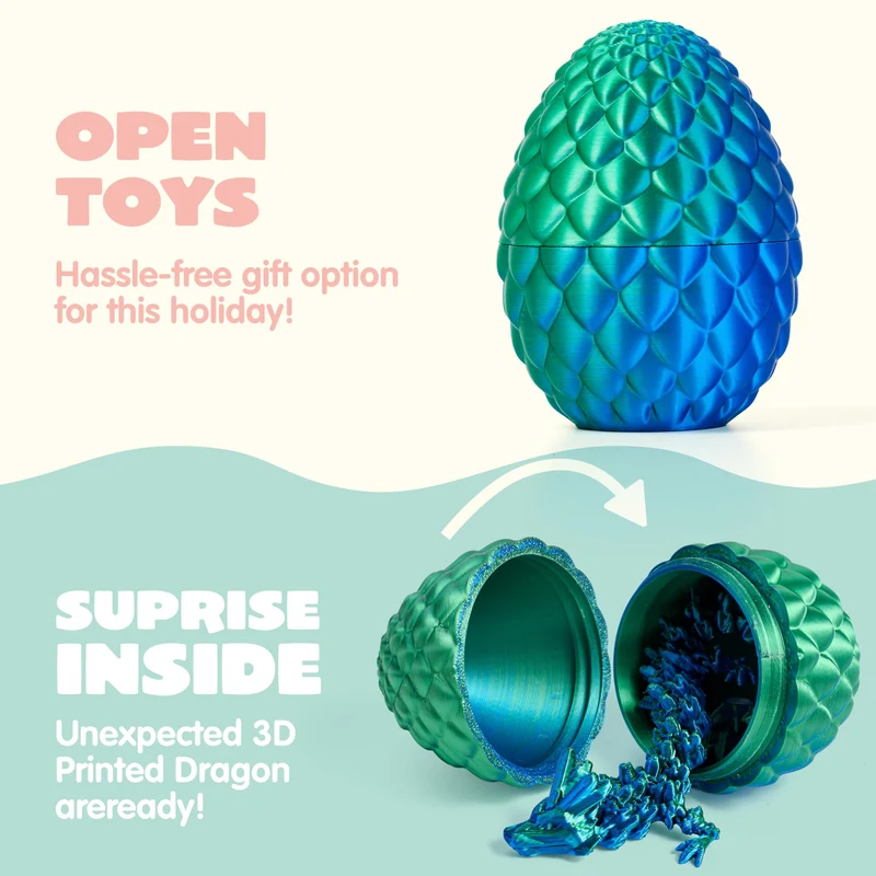 24 Pcs 3D Printed Dragon Eggs Articulated Toys for Easter Party, Egg Hunt & Classroom Prizes
