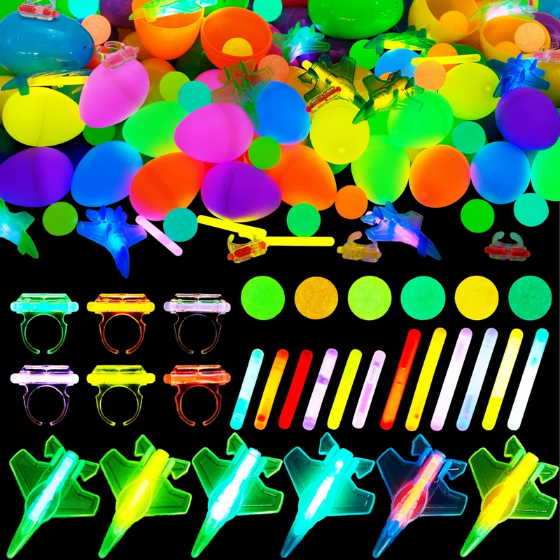80 Pcs Glow-in-the-Dark Easter Eggs with Toys for Kids Egg Hunt, Party Favors & Class Prizes