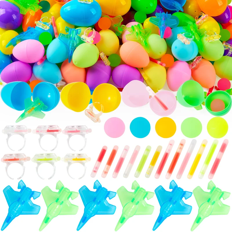 80 Pcs Glow-in-the-Dark Easter Eggs with Toys for Kids Egg Hunt, Party Favors & Class Prizes