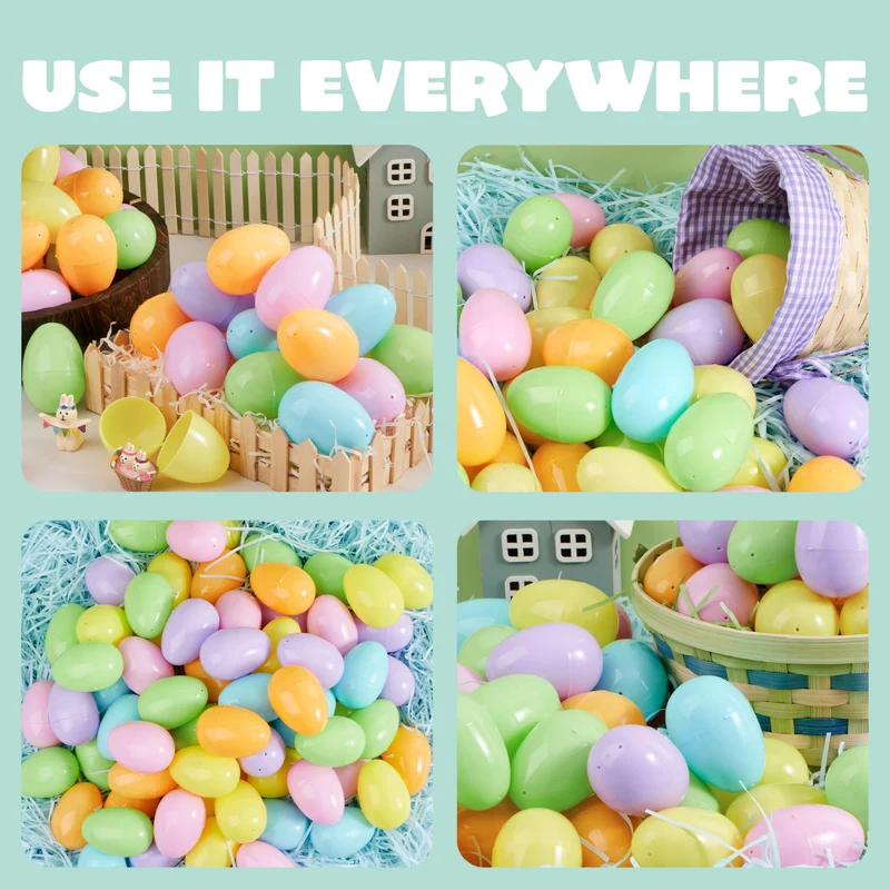 1000PCS 3.15" Large Plastic Eggs, Empty Colorful Fillable Eggshells for Easter Hunt