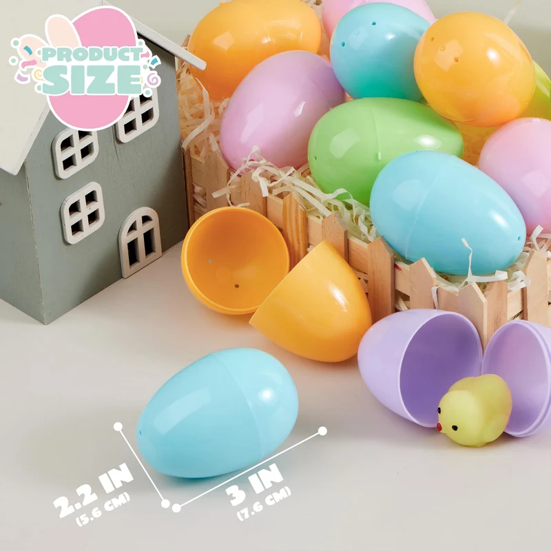 1000PCS 3.15" Large Plastic Eggs, Empty Colorful Fillable Eggshells for Easter Hunt