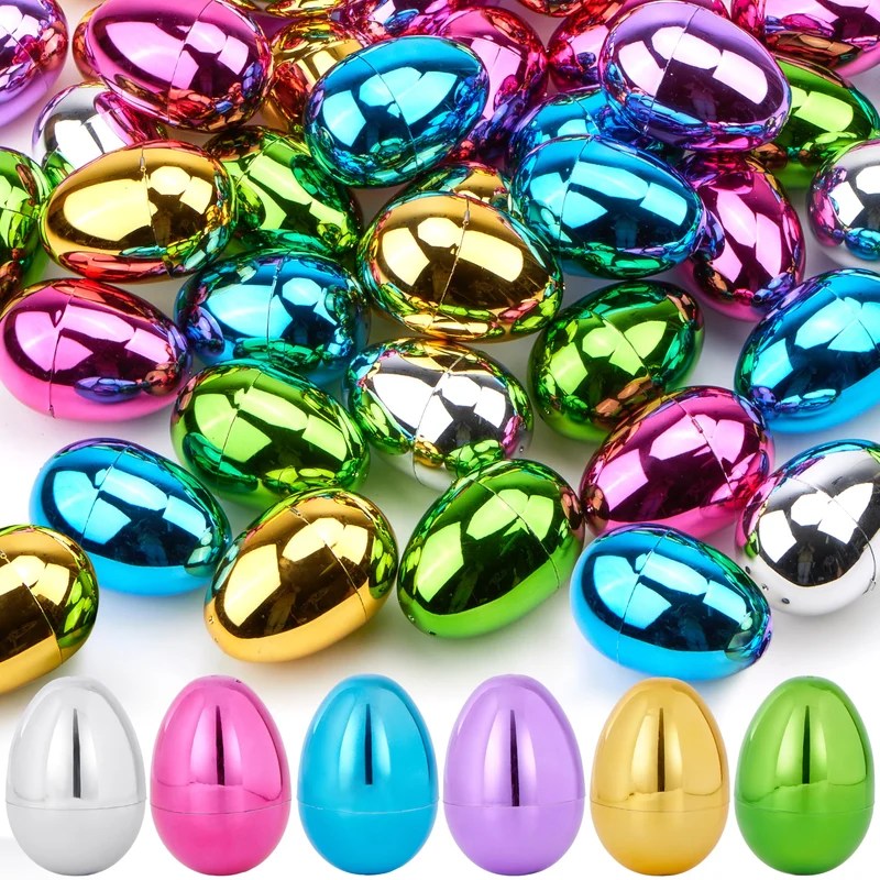 72PCS 3.15" Metallic Easter Eggs for Easter Hunt