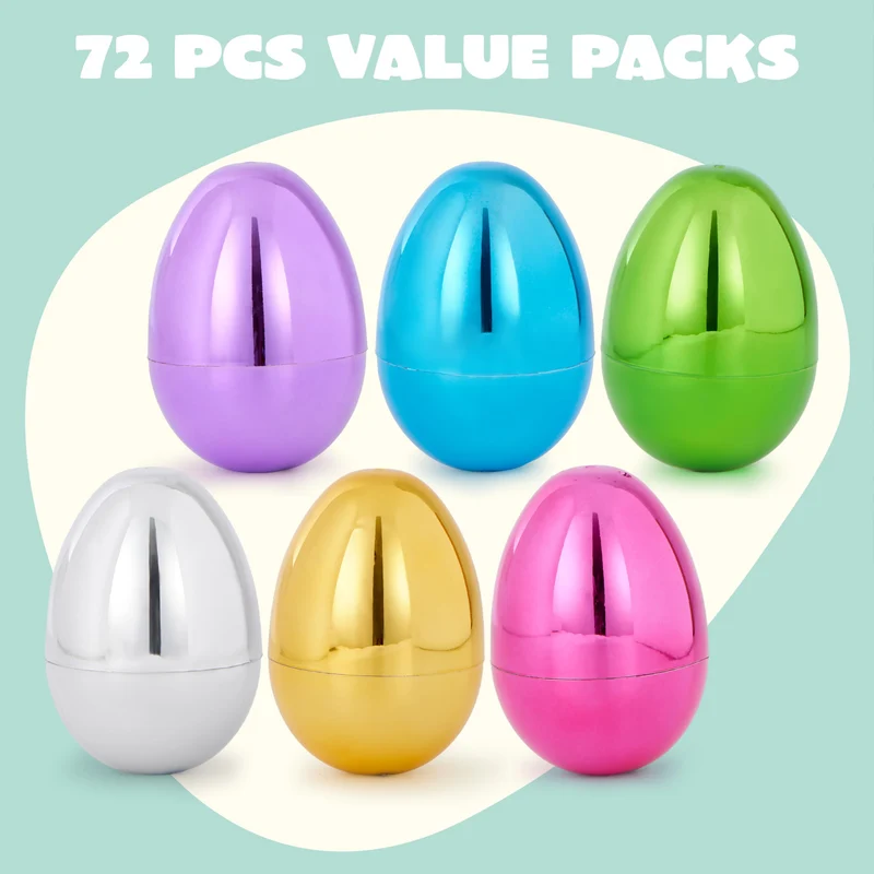 72PCS 3.15" Metallic Easter Eggs for Easter Hunt