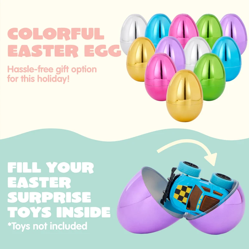 72PCS 3.15" Metallic Easter Eggs for Easter Hunt