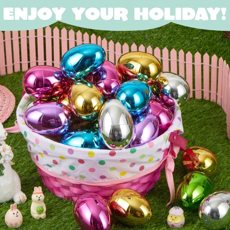 72PCS 3.15" Metallic Easter Eggs for Easter Hunt