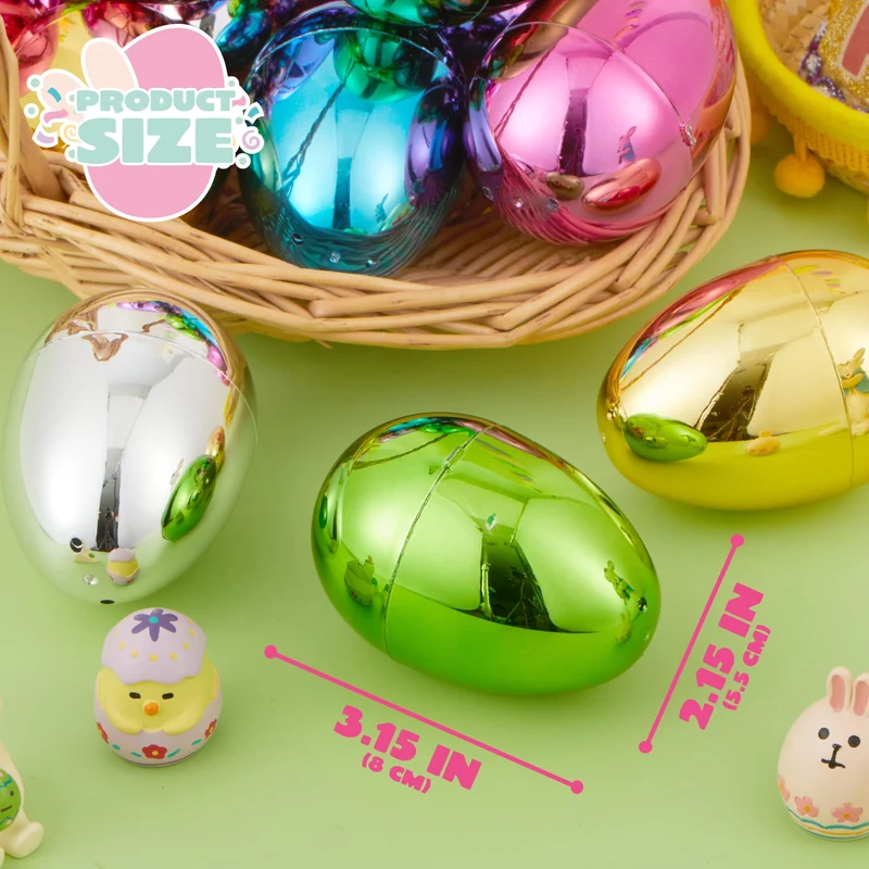 72PCS 3.15" Metallic Easter Eggs for Easter Hunt