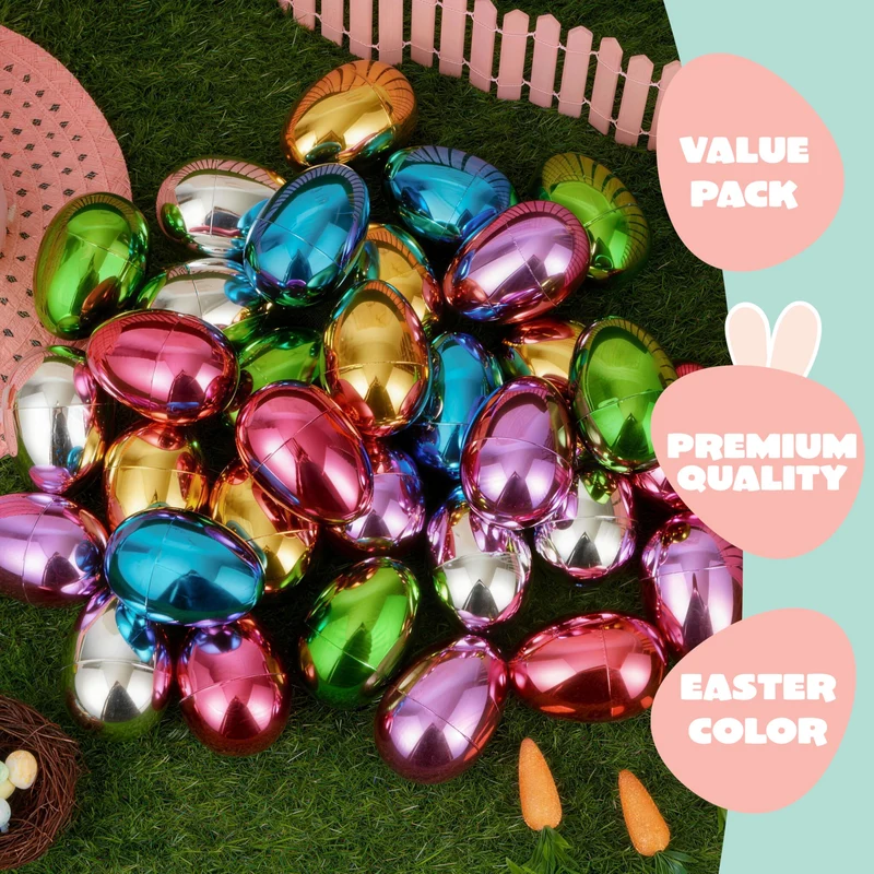 48PCS 3.15" Metallic Easter Eggs for Easter Hunt