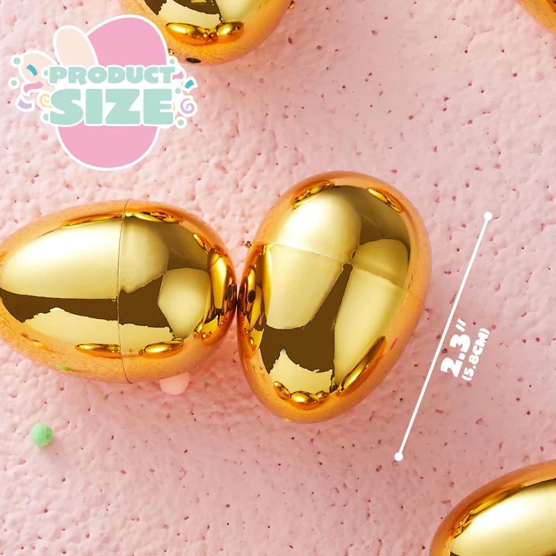 36Pcs Gold Easter Eggs 2.3" Metallic Plastic Empty Eggs Fillable for Easter Hunt