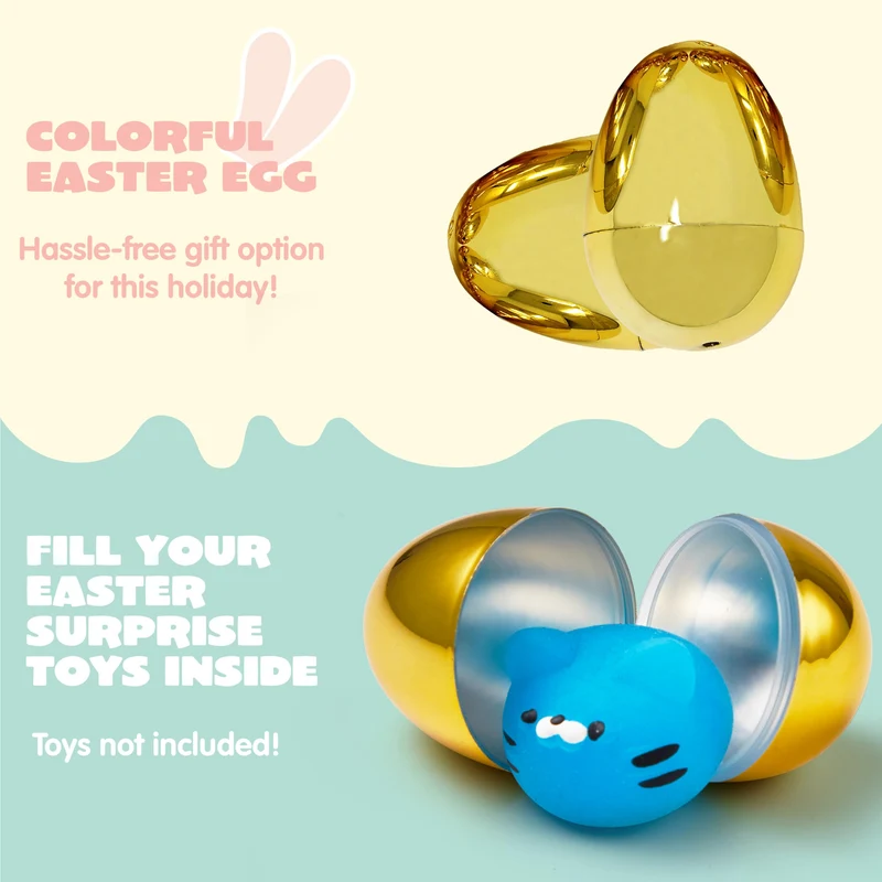 24Pcs Gold Easter Eggs 2.3" Metallic Plastic Empty Eggs Fillable for Easter Hunt