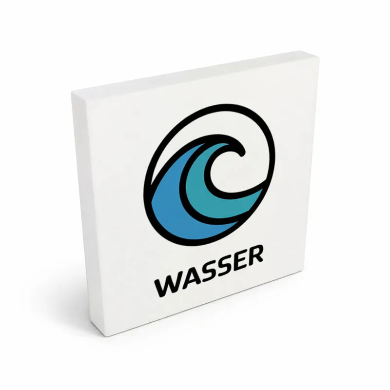 Natur Energie Wasserwelle Holzbild in 10x10 cm zum Stellen oder Aufhängen