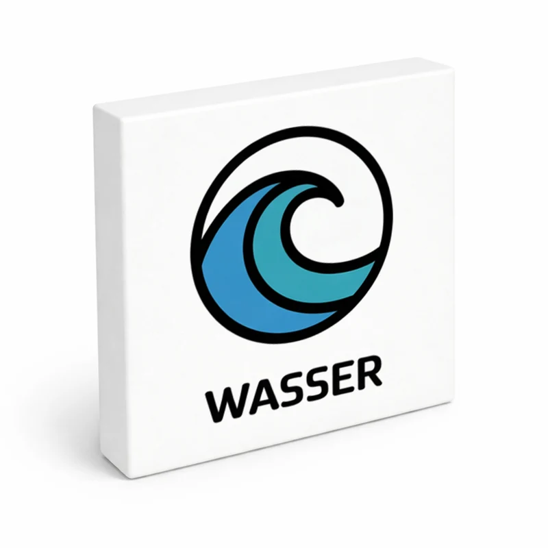 Natur Energie Wasserwelle Holzbild in 10x10 cm zum Stellen oder Aufhängen