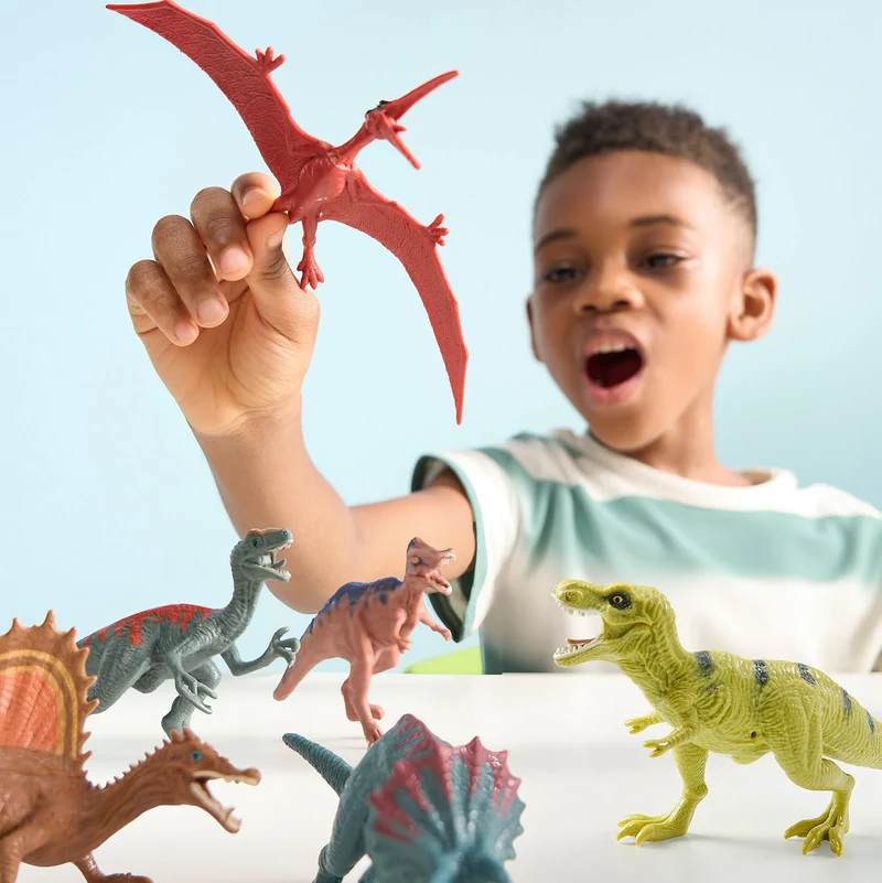 JOYIN 19 Pcs Dinosaur Toys Set with Play Mat & Storage Cage