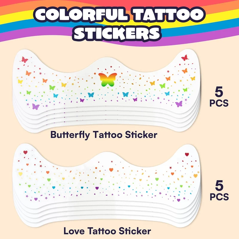 JOYIN 10 Pcs Pride Glitter Temporary Tattoos