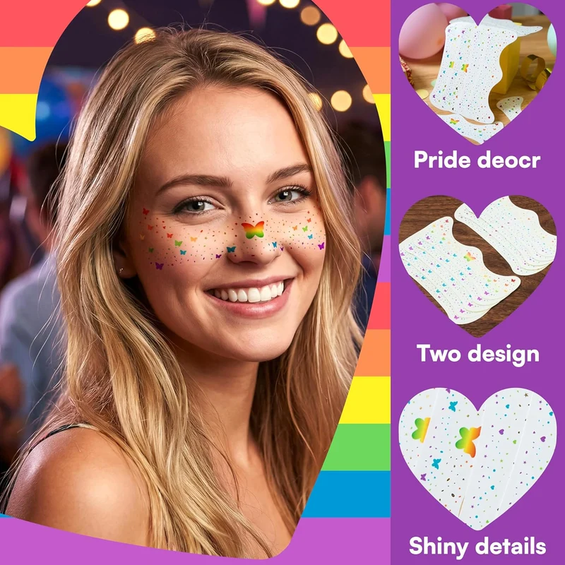 JOYIN 10 Pcs Pride Glitter Temporary Tattoos