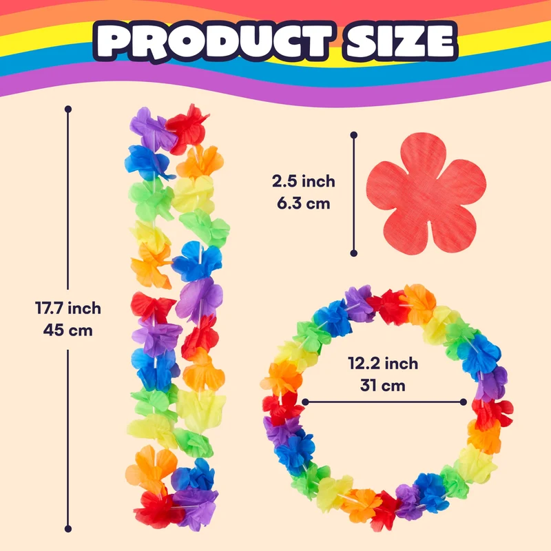 JOYIN 72Pcs Colorful Flower Leis Bulk Pride Party Necklaces