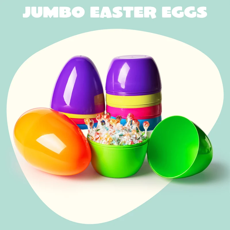 48Pcs Giant Plastic Easter Eggs Bright Fillable Eggs for Easter Egg Hunt Basket Stuffers