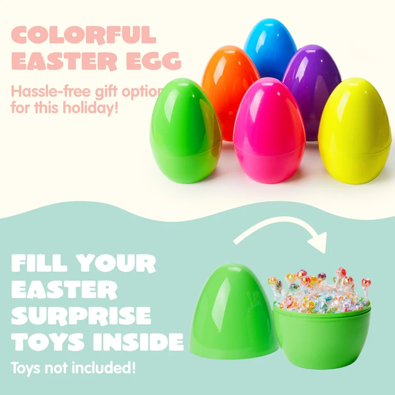 48Pcs Giant Plastic Easter Eggs Bright Fillable Eggs for Easter Egg Hunt Basket Stuffers