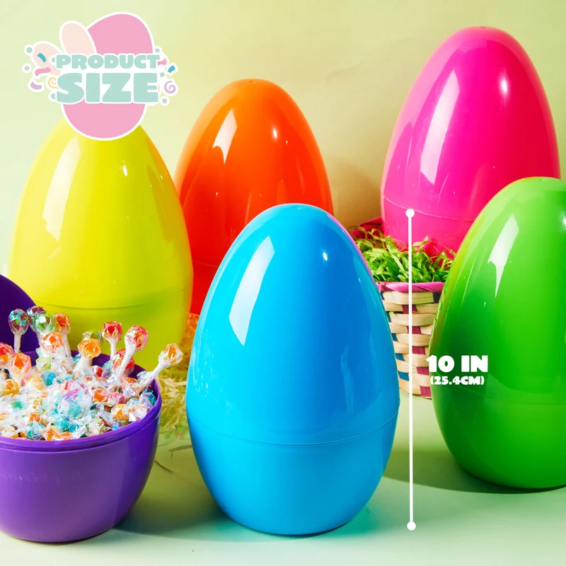 48Pcs Giant Plastic Easter Eggs Bright Fillable Eggs for Easter Egg Hunt Basket Stuffers