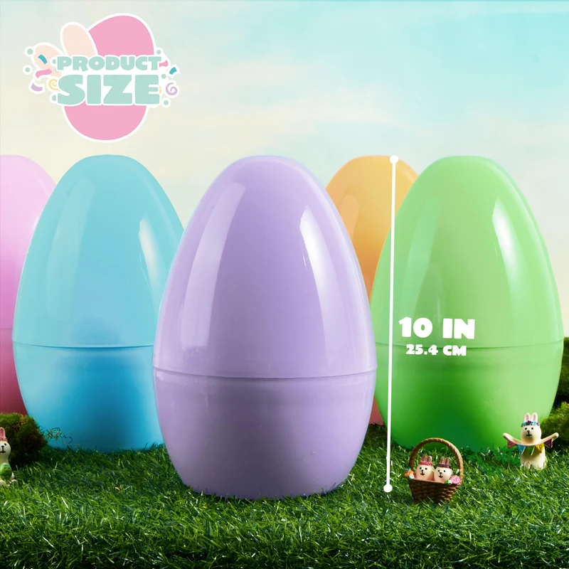 6Pcs Jumbo Plastic Easter Eggs Pastel Fillable Hunt Party Favors